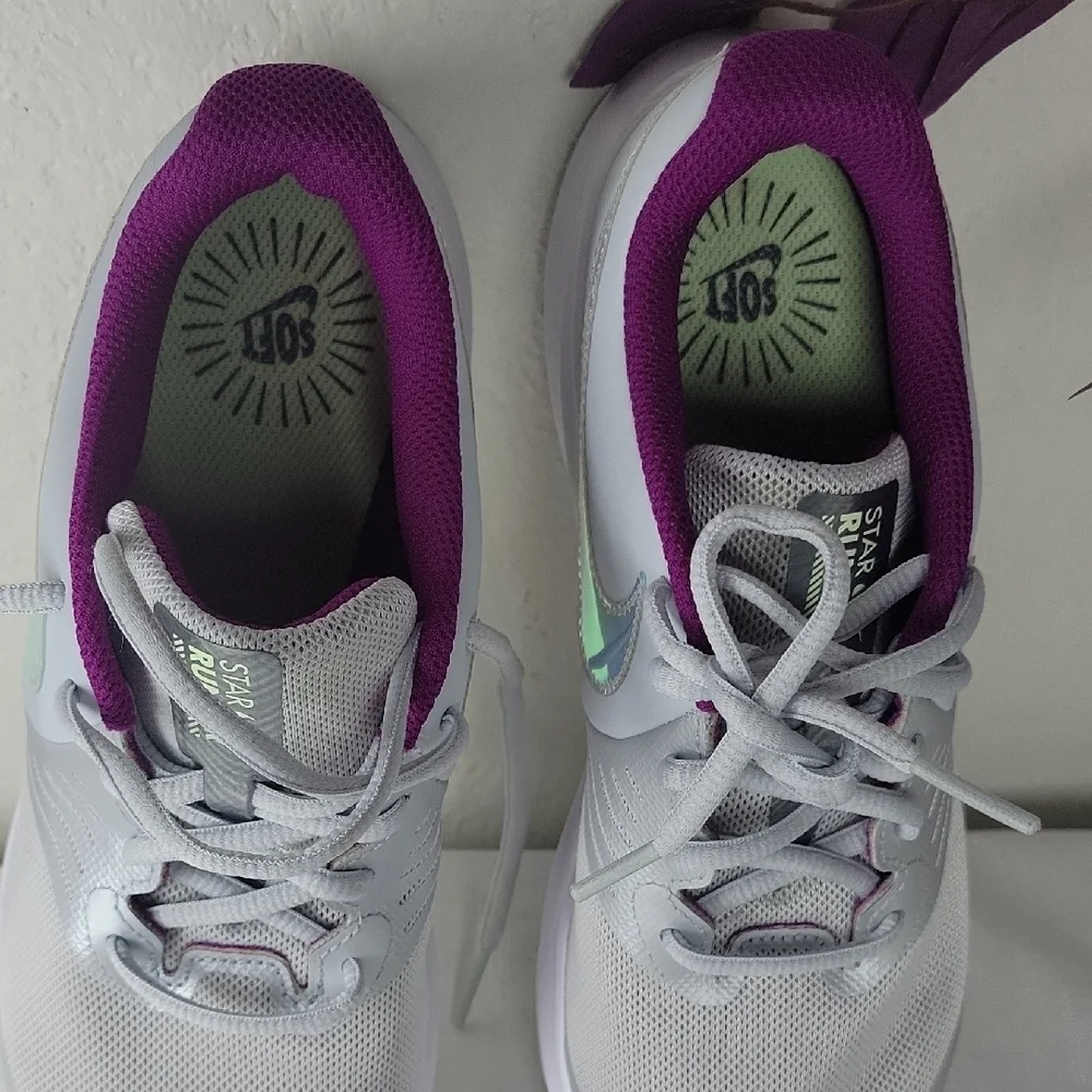 Nike Star Youth Big Girls  Gray and Purple Athletic Size 5y Running Shoes